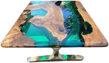 Customized Live Edge Green Epoxy Resin Dining Table Top, Personalized Table, Ocean Table, Sea Table, Custom Table, Kitchen Table, Home Decor, Luxury Resin Art Furniture, Wood Table (60x150 inch) : Home & Kitchen